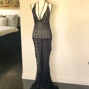 FOREVER 21 Black Sequin Fishnet Night Dress M